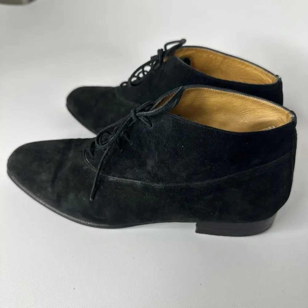 Dieter Kuckelkorn Womens Black Suede Laced Ankle Boots Size 4.5 EUR 35 Handmade